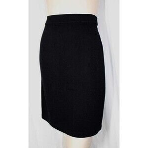 St John Basic 8 M Black Santana Knit Pull On Knee Length Pencil Skirt